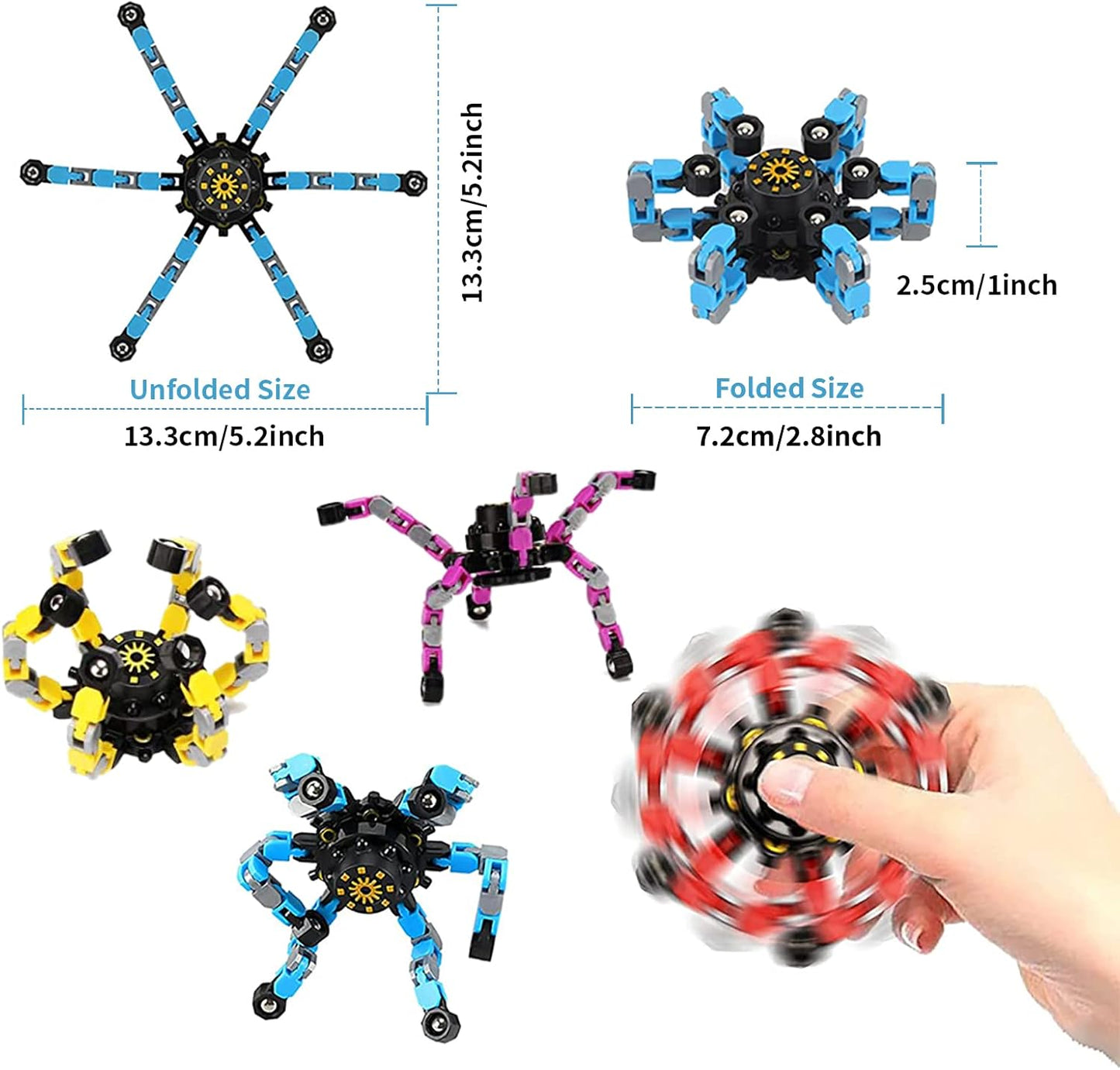 12 Pcs Fidget Spinners Toys, Transformable Creative Mechanical Gyro Toy Stress Relief Toy Fidget Toy for Kids and Adults