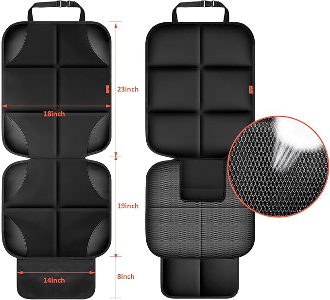 Car Seat Protector 1 Pack Car Seat Cushion Mat Thickest Padding,Waterproof 600D Fabric Car Seat Covers for Non-Slip Backing Mesh Pockets for Baby and Pet (Black, 1 Pack)