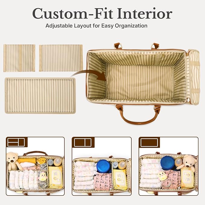 DOKUS & CO Luxe Diaper Tote, Extra-Large Collapsible Baby Caddy for Home, Travel & Car, Giftable Hospital-Ready Diaper Bag