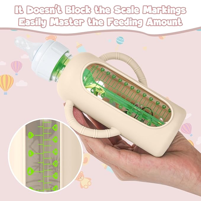 3 PCS Dr Brown Glass Bottles Silicone Sleeves, Compatible with Dr Browns Glass Bottles 8 oz, Anti-Drop Dr Brown Baby Bottles Sleeves with Handles, Heat-Insulating and Easy to Clean
