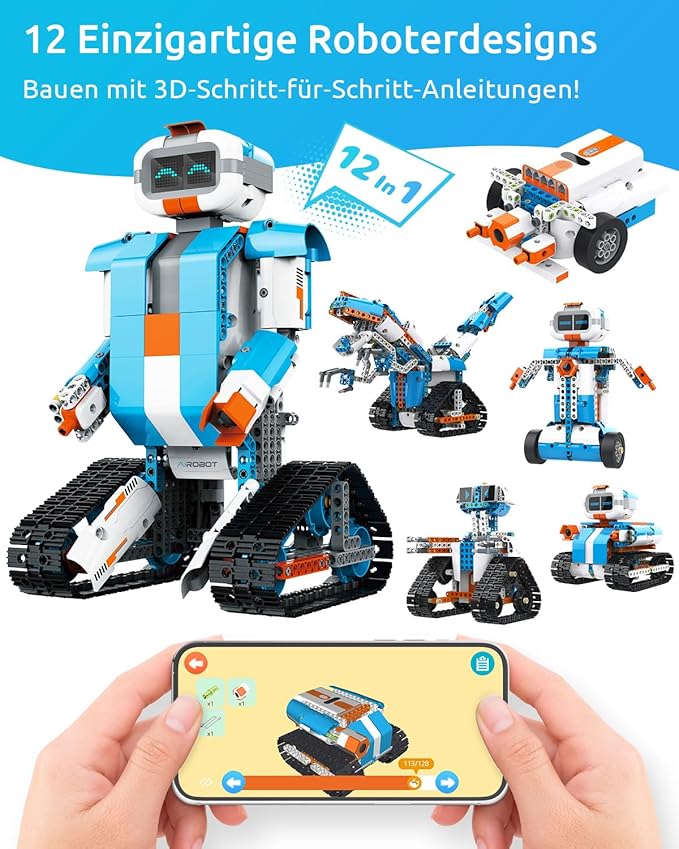 WhalesBot E7 Pro Coding & Remote Control Robot Kit for Kids 8+, Scratch & Modular Programming, Educational Engineering Science Toy Set with Smart Controller/Sensors/Motors for Kids Ages 8-12, 12-16