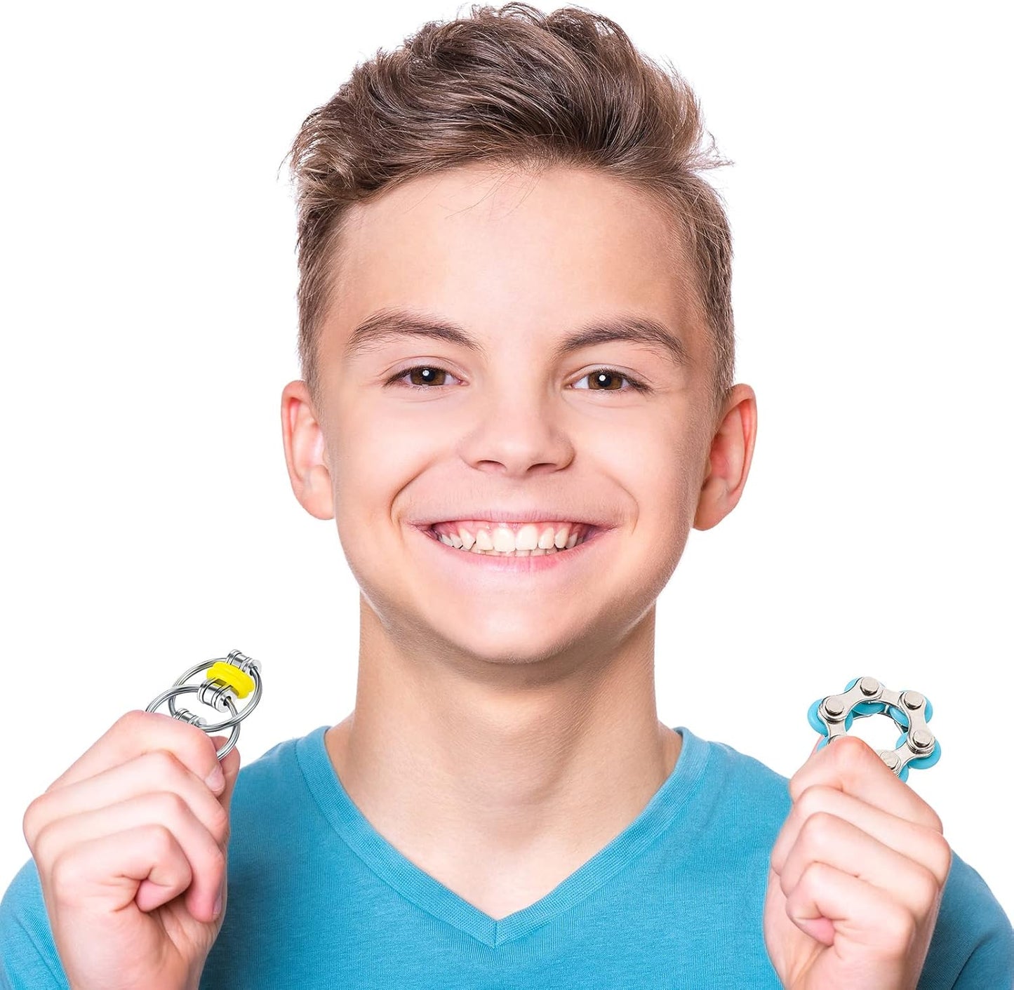 Hicarer 8 Pieces Fidget Toys Set includes 4 Flippy Roller Chain and 4 Six Roller Bike Chain Toys for Adults and Teenagers in Learning Help (Purple, Pink, Yellow, Light Blue)