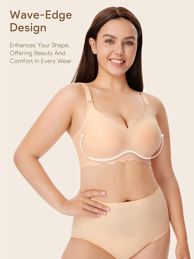 Angelhood Nursing Bras for Breastfeeding Ultra Comfort Seamless Maternity Bra Wireless Pregnancy Bralette with Bra Extender