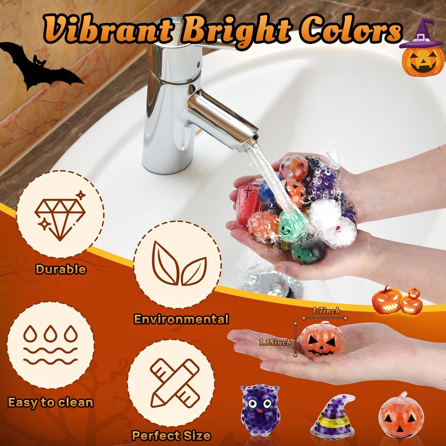 24PCS Halloween Stress Balls,Squishy Fidget Ball Toys,Bulk Stress Relief Sensory Stress Ball for Halloween Party Favors,Trick or Treat Goodie Bag Fillers,Birthday Gift