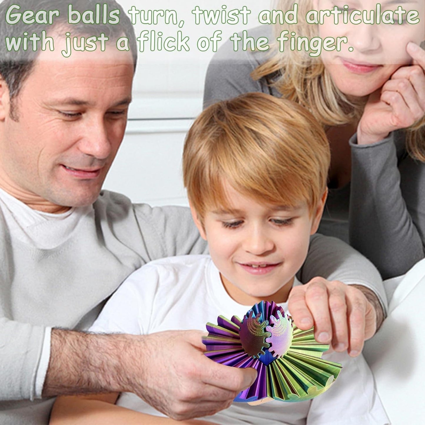 Gear Ball，Gear Sphere, 2024 New 3D Printed Gear Ball ,Gear Toy for Stress and Anxiety Relaxing, ,Great for Restless Kids and Stressed-Out Adults. (Multicolor B)