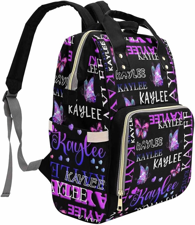 D-Story Customized Diaper Backpack Customize Baby Bag Cute Custom Diaper Bag Diaper Backpack With Name Text Shoulders Bag Waterproof Baby Backpack, Colorful Butterfly