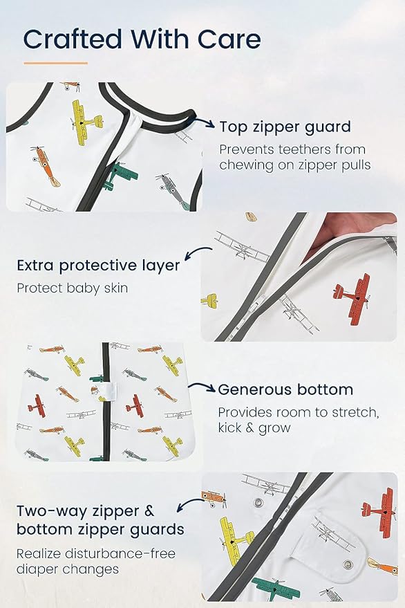 TotAha Light Sleep Sack, Stretchy, Soft, Cozy Wearable Blanket Sleep Bag with 2-Way Safe Zippers for 0-6-12-24 Months 0.5 TOG