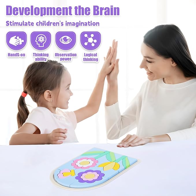 Jigsaw for Baby Boys, Wooden Puzzles for Toddlers 3-5, Boys Girls Birthday Gift for Kids Ages 4-6, Toddler Puzzles Montessori Toys for 3 Year Old, Great Gifts for 3+ Year Olds (Flowers)