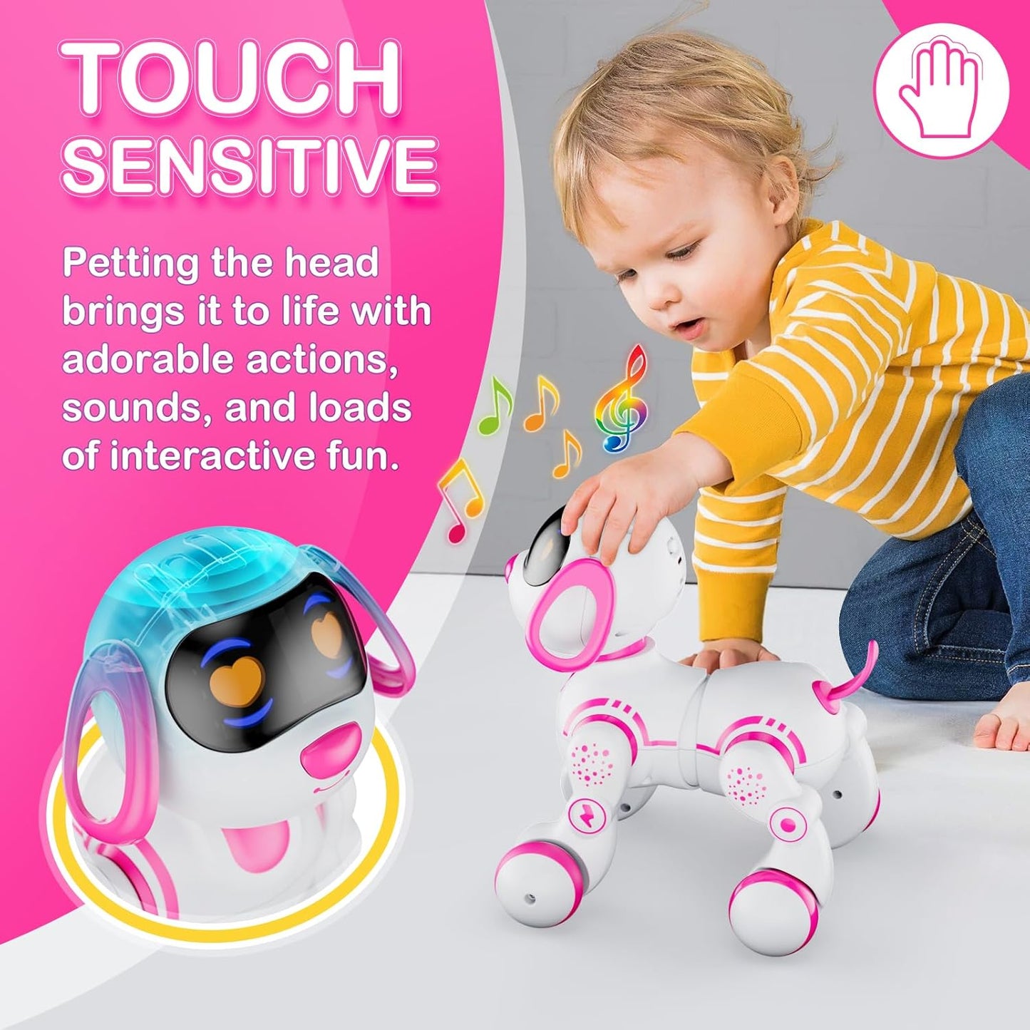 Contixo R3 Robot Dog Toy for Kids - Interactive Remote Control Smart Dancing Robotic Pet for Boys & Girls Ages 3-12 - Pink