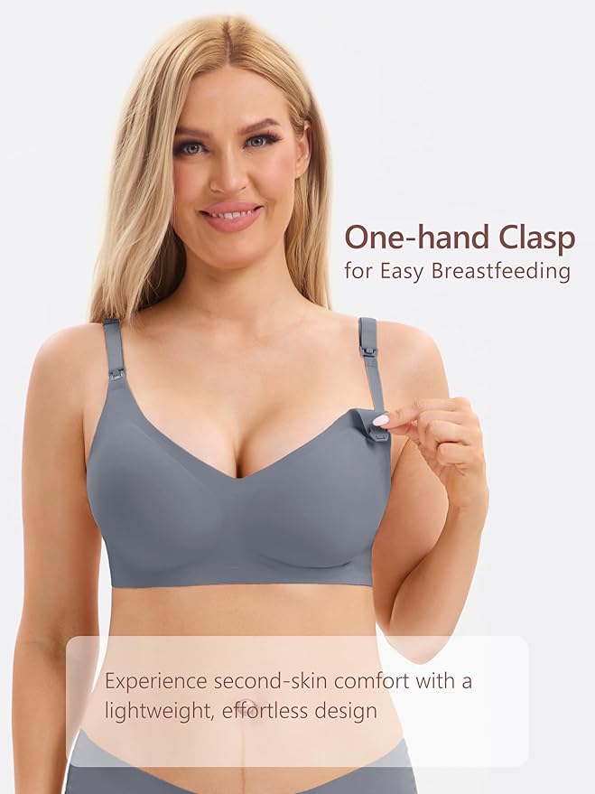 Angelhood 3 Pack Nursing Bras for Breastfeeding Seamless Pregnancy Maternity Bra Wireless Sleep Bralette with Extenders