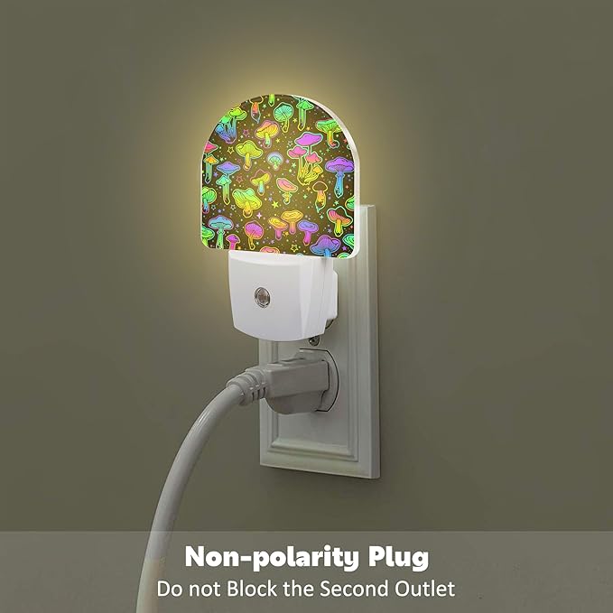 Colorful Magic Mushrooms Night Light, Glowing Mushrooms with Stars Dusk to Dawn Night Light Plug in,0.5w Energy Saving Sleep Friendly NightLights for Kids Boys Girls Home Decor