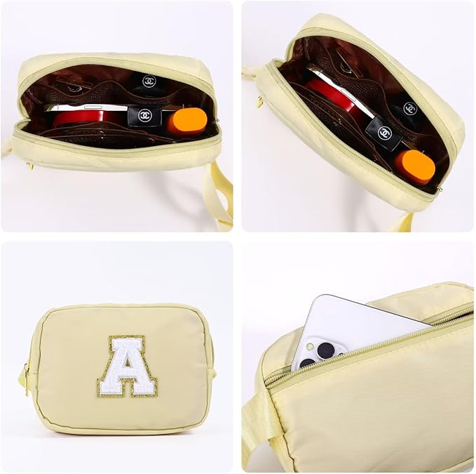 YOOLIFE Initial Belt Bag - Khaki Monogrammed Fanny Pack for Everywhere