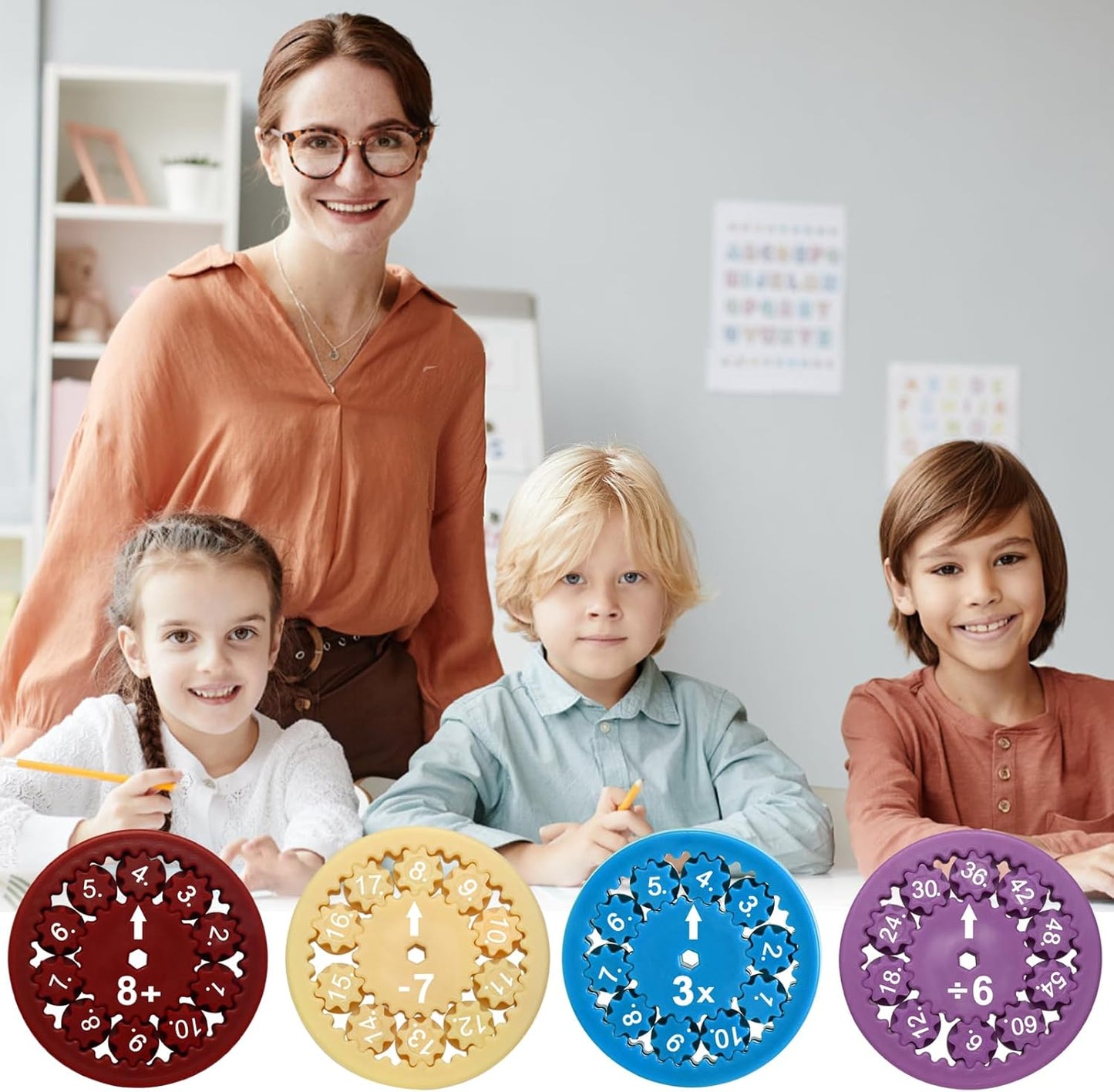 MerryXD Math Fidget Spinners，Smooth Spinning Interactive Learning Toy for Kids Fun Math Games to Relieve Stress Add, Subtract, Multiply & Divide Math Facts Fidget Spinners