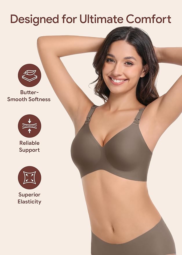 Maternity Nursing Bras Wireless Seamless Ultra-Soft Comfort for Breastfeeding Pregnancy Easy One-Handed Access Sleep Bra
