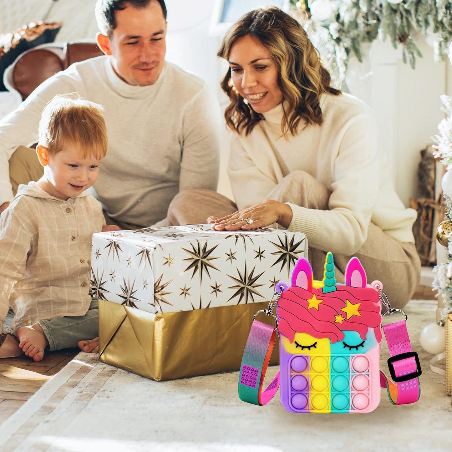 civan Small Pop Purse, Unicorn Pop Purse for Girl and Women Pop Bag with Unicorn Pop Toy, Shoulder Bag Fidget Toys Pop Fidget Backpack Toy for ADHD Anxiety Kids Silicone Bag Pop for Girls