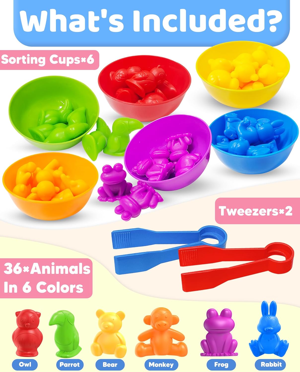 Counting Animals Montessori Toys for 3 4 5 Years Old Boys Girls, Preschool Learning Activities Kindergarten Educational Sensory Toys Gifts for Kids Toddlers Ages 3-5, 4-8