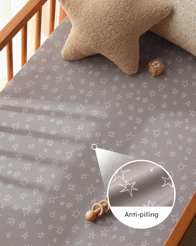 Baby Crib Sheets for Boys Girls, 28x52x8in Fitted Crib Sheet Neutral 3 Pack for Standard Crib and Toddler Mattress, Breathable Soft Microfiber Baby Sheet Blue Gray Planet