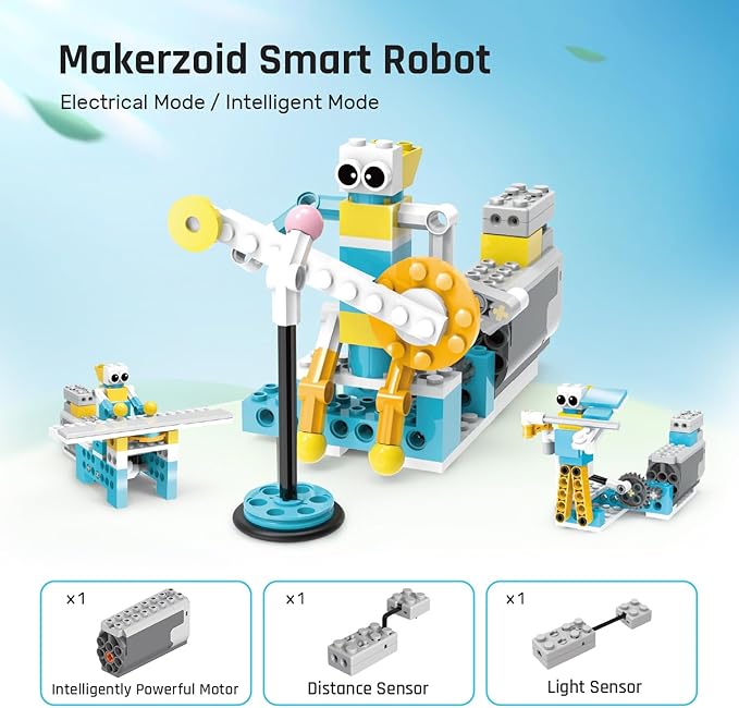 Makerzoid Smart Robot,72-in-1 STEM Educational Toy, Electronic Building Robots Toy, Robotics Learning Kit, Logical Training Kit, DIY Robot Building Set for Kids Ages 6+
