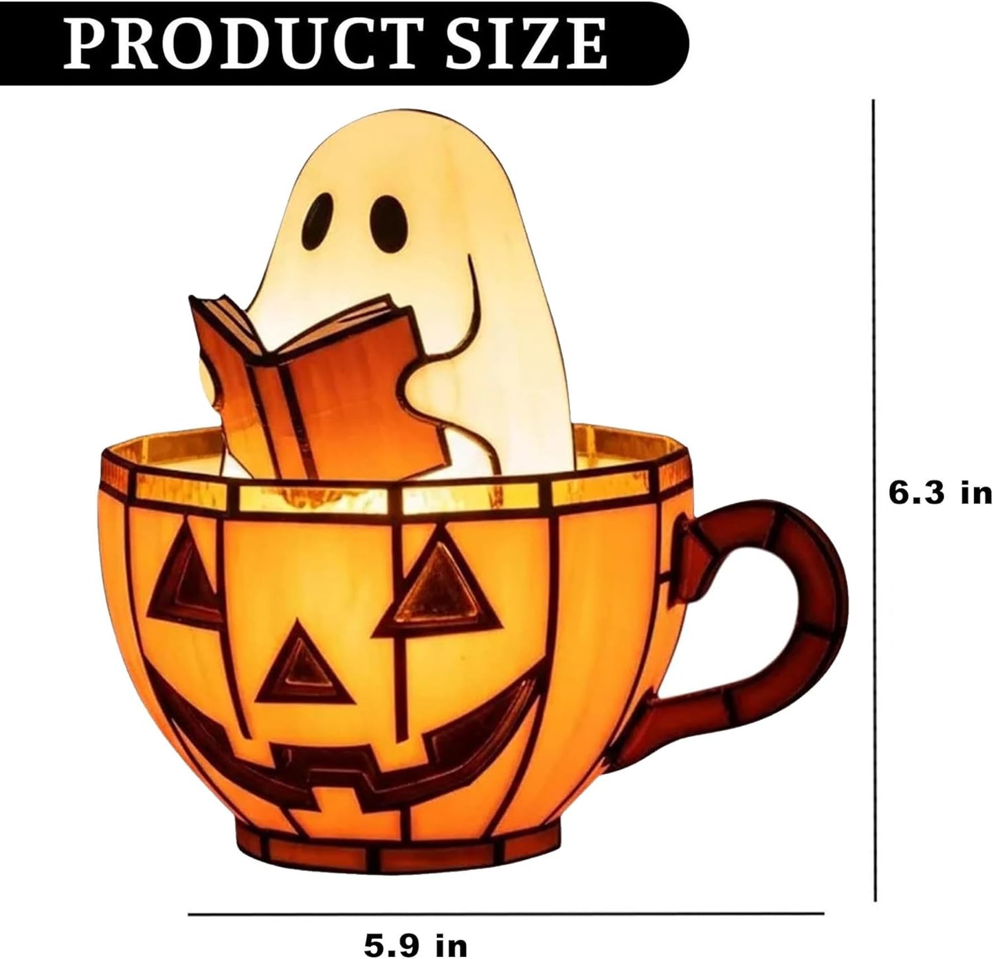 Cute Pumpkin Ghost Reading Book Lamp, Rechargeable Cute Spooky Night Light - Halloween Decor, Light Up Pumpkin Ghost Nightlight for Bathroom, Reading, Kids Room Gift
