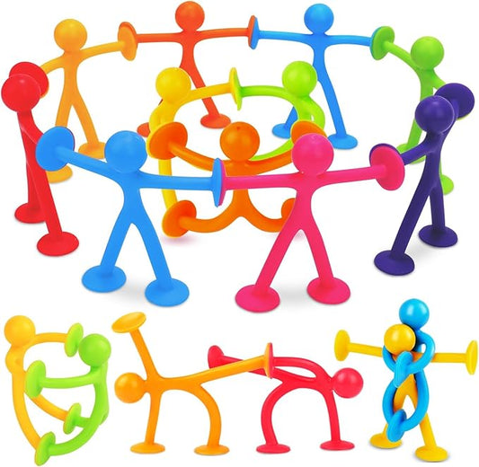 OleOletOy Suction Fidget Toys for Kids: 42 Pack Suction Cup People Toys - Sensory Toys for Autism Kids Calming - Quiet Fidgets for Classroom Prizes - Gifts for Stocking Stuffers Goodie Bag Party Favor