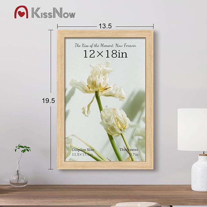 12x18 Poster Frame 2 Pack, Textured Natural Oak Wood Picture Frame, Wall Hanging