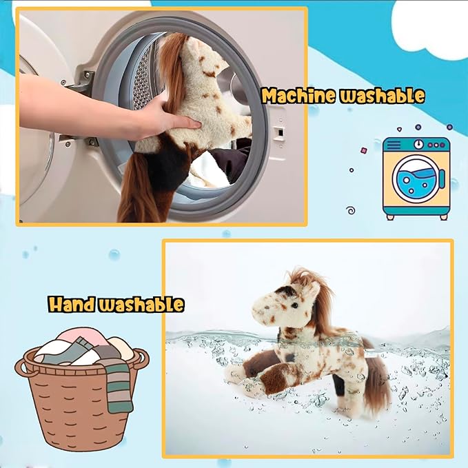 15" Spotted Horse Stuffed Animals for Boys and Girls,Soft and Adorable Stuffed Horse Plush Toys for Newborn Babies and Kids,Great Gifts on Birthday,Christmas,Machine Washable