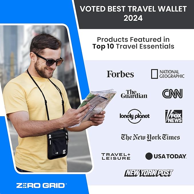 Neck Wallet for Travel & Passport Holder with RFID Blocking - Slim & Easy to Conceal Nylon Travel Pouch for men & women - Holds Phone, Cash, Cards, Keys - Sweat & Water Resistant - X-Large - Dark Grey