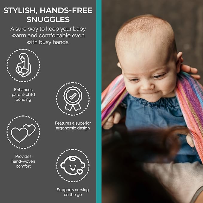 Hip Baby Wrap Woven Carrier for Infants and Toddlers - Perfect for Baby Shower, Sling, Wearing, and Nursing Cover (Midnight)