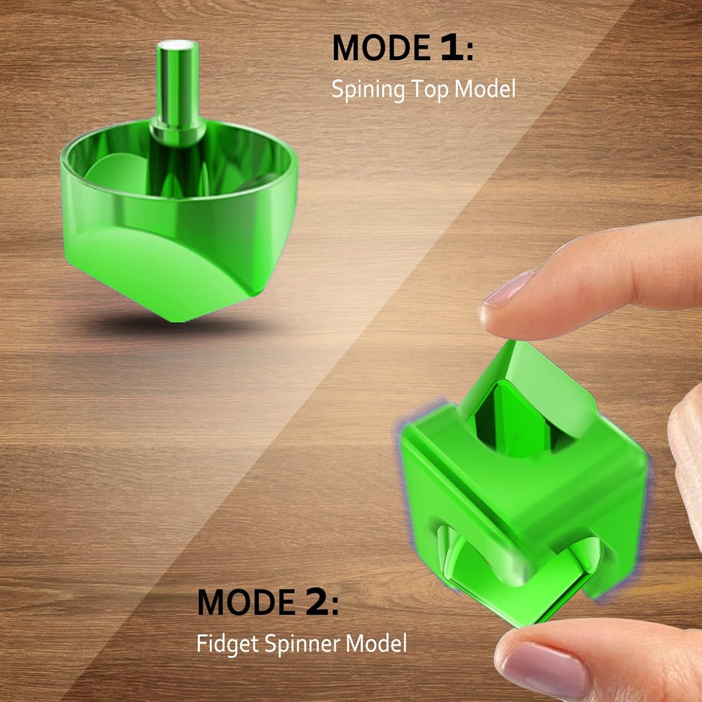 Infinity Gear Fidget Spinner for Kid Adult, Transformable Spinning Top Metallic Fidget Toys for Anti-Anxiety Stress Relief Autism ADHD, 2-in-1 Cube Focus Toy for Desktop Office Classroom Green