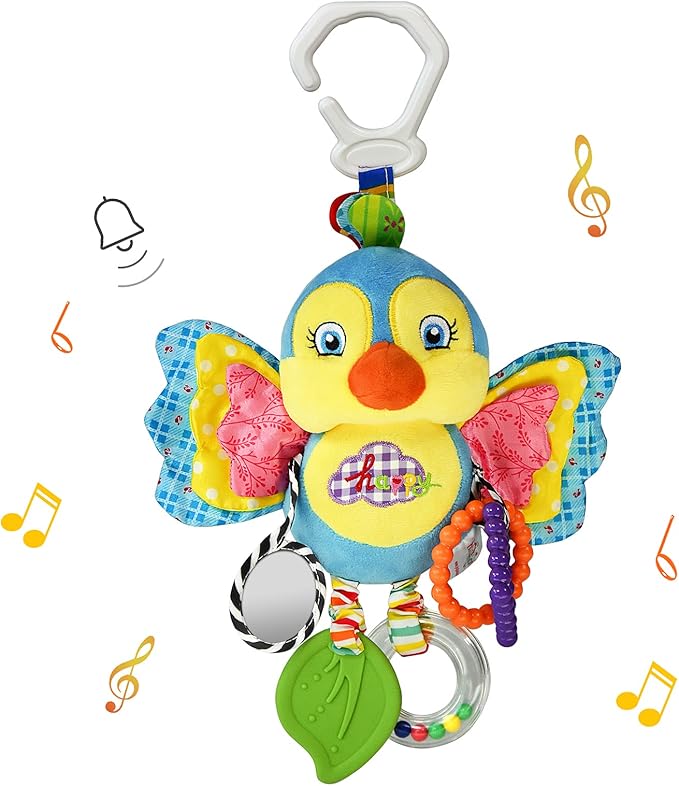Baby Rattles Toys with Teether,Bed Bell for Toddler in pram,Gifts for Baby Aged 3 Months or More (Bird)