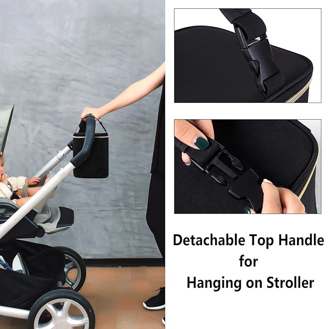 Teamoy Breastmilk Cooler - Bottle Bag for 4 Large 9 Oz Bottles, Perfect for Working Moms, Black
