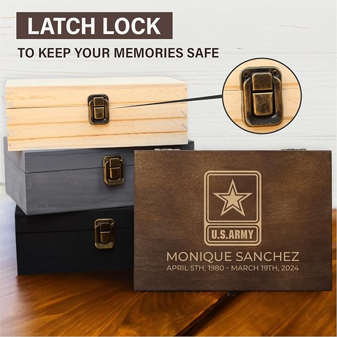 Personalized Line of Duty Memorial Keepsake Box – Custom Engraved Wooden Tribute Box for Fallen Heroes, Soldiers, First Responders, Veterans - Sympathy Gifts Storage Boxes for Medals, Flags, Photos