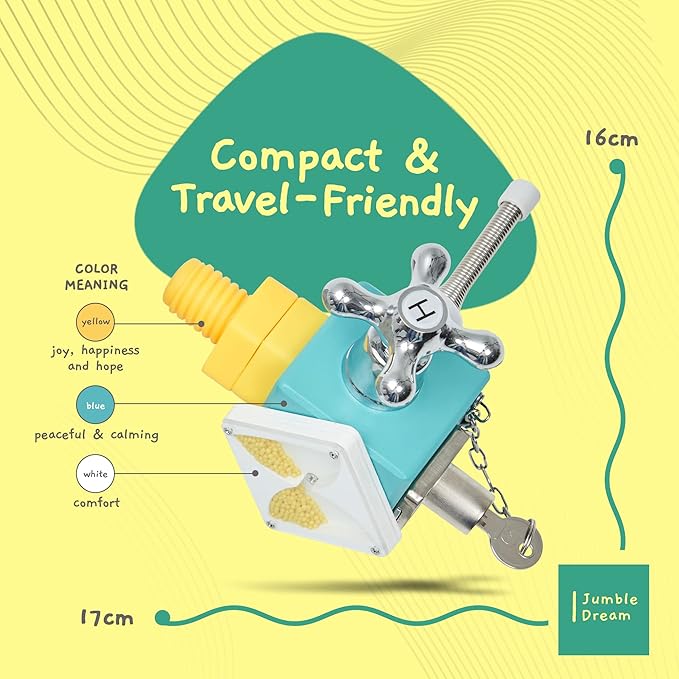 Jumble Dream Busy Cube Sensory Toys for Toddlers is a Handmade Montessori Fidget Cube - Wooden Busy Board Baby Activity Cube Travel Toy for Children with Autism Toys & ADHD 1 2 3