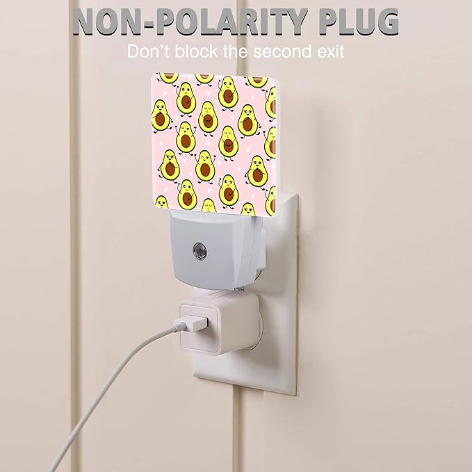 Cute Pink Avocado Night Light Plug into Wall with Dusk to Dawn Light Sensors Heart Shaped Avocado Night Light LED Lamp for Bedroom Hallway Home Wall Decor Nightlight for Girls Boys Men Women