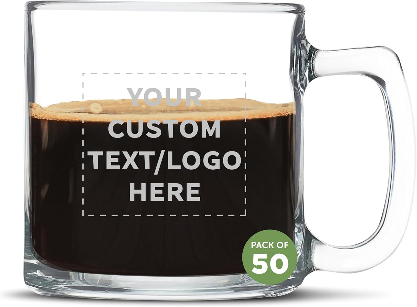 DISCOUNT PTOMOS Custom Small Glass Coffee Mugs 9 oz. Set of 50, Personalized Bulk Pack - Perfect for Coffee, Tea, Espresso, Hot Cocoa, Other Beverages - Clear