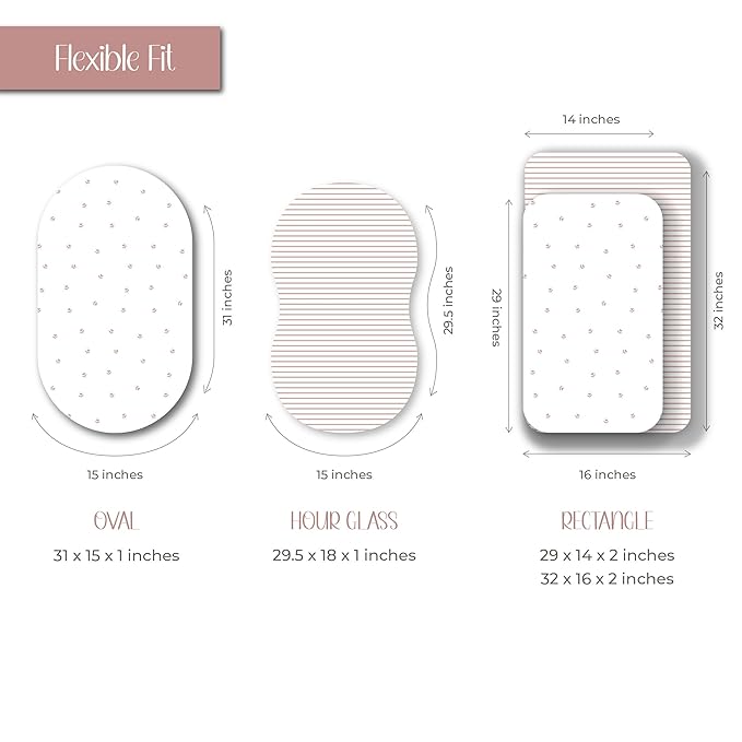 Ely’s & Co. Bassinet Sheets, Baby Girl Fitted Bassinet Mattress Sheet Set - 2 Pack, 100% Jersey Knit Cotton, fits Oval, Hourglass and Rectangle Bassinet Mattress, Pink Tulip, 32”x16”x3”