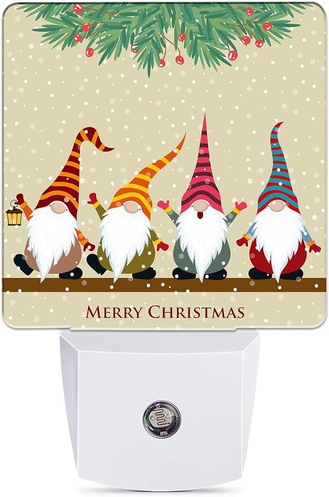 Christmas Santa Claus Dusk to Dawn Night Light, Auto Sensor Lamp Home Indoor Stairway Kitchen Corridor, Night Lights Plug into Wall Decor, Boys Girls Women Men Room Gifts