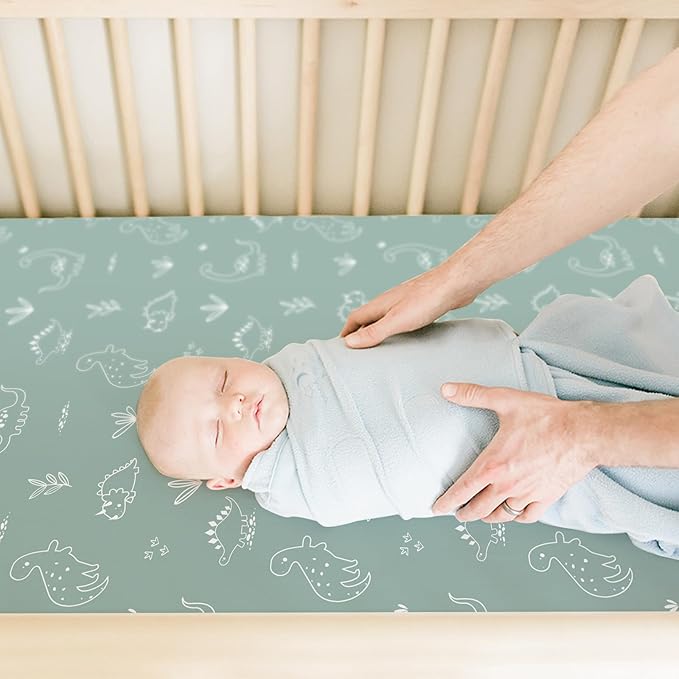 BROLEX Baby Fitted Crib Sheets: Kid Crib Sheets - Set of 2 for Toddler Standard Size Crib Mattress for Boys and Girls - Jersey Knit Crib Bed Sheets Cute Dinosaurs