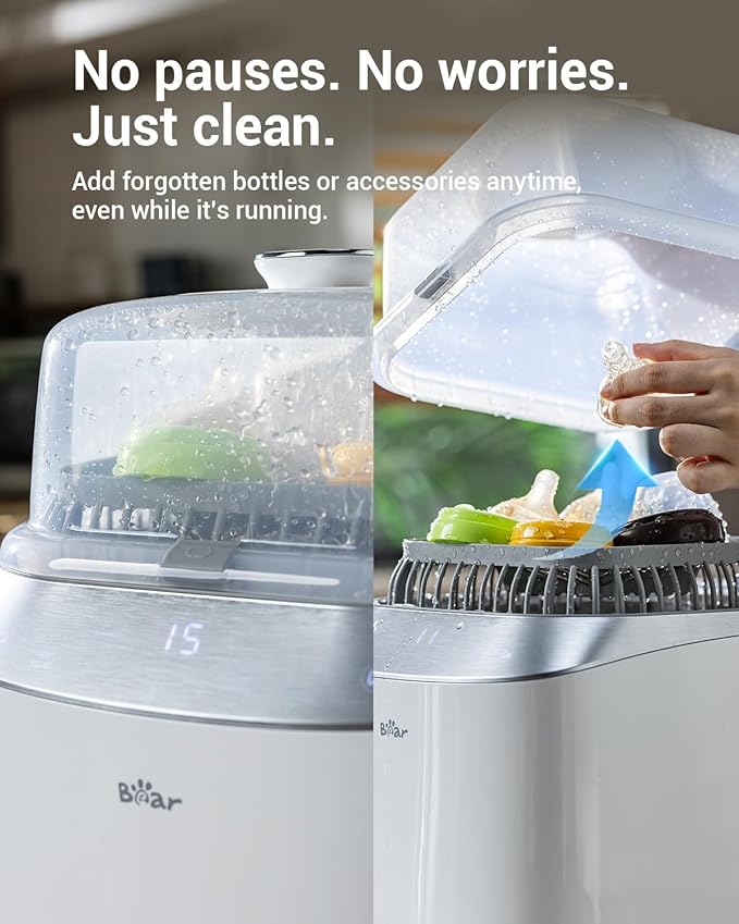 Bear Bottle Washer Pro, Baby Bottle Washer and Sterilizer and Dryer - All in One Machine for Bottles, Pump Parts & Baby Essentials with 90 Detergent Tablets - Effortless, Time-Saving