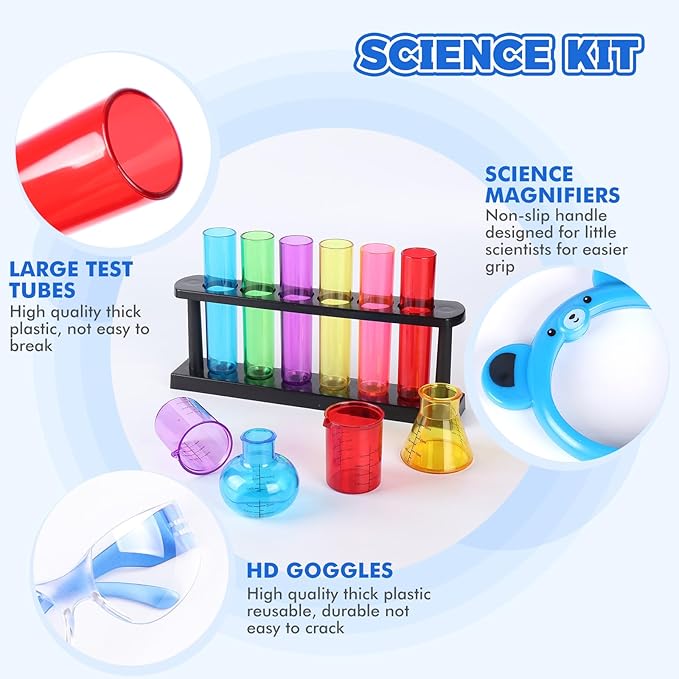 Test Tubes Dropper Beaker Set, Science Kits for Kids, Droppers Chemistry Set STEM Toys for Toddlers, Preschool Science Center Materials, Science Experiments for Kids 4-6 Homeschool Supplies