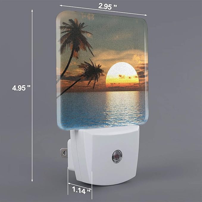 Led Night Light, Sunset Palm Decorative Plug in Nightlights,with Smart Auto Dusk to Dawn Night Light for Bedroom, Kitchen, Nursery, Bathroom