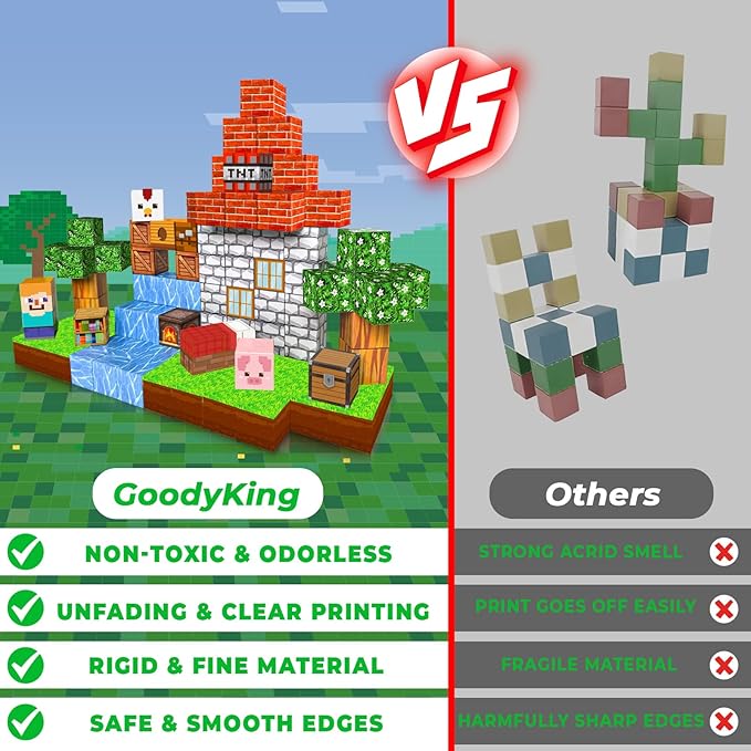 Goody King Magnetic Blocks |100PCS Magnetic Building Cube Game, Constructions Toys for Boys & Girls Age 3-4, 5 6 7 8 9 10, STEM Montessori Stacking Toy, Sensory Tiles Building Birthday for Toddlers