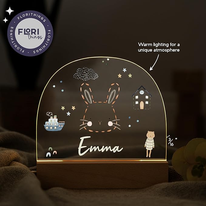 Personalized Baby Gifts for Newborn Girls/Personalized Toddler/Baby Gifts Personalized/Unique Night Light with Custom Name/Warm White Glow for Nursery