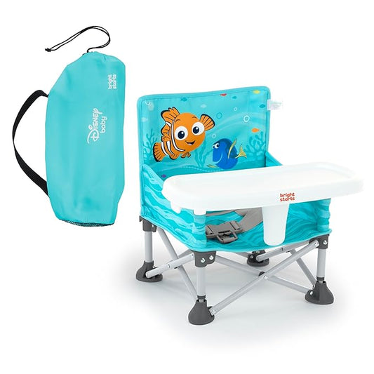 Bright Starts Disney Finding Nemo Pop 'N Sit Portable Booster, Indoor/Outdoor Use, Floor Seat with Feeding Tray, 6 Mos - 3 Yrs