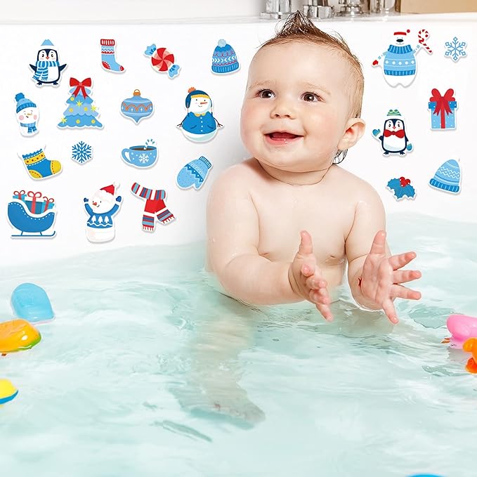 Tevxj 40 PCS Winter Thick Gel Clings Winter Christmas Window Gel Clings Decals Stickers for Kids Toddlers and Adults Home Airplane Classroom Nursery Winter Holiday Party Supplies Decorations