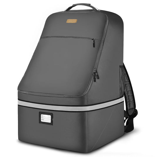 Car Seat Travel Bag - Padded Car Seat Carrier with Steel Cable Handle and Reflective Stripes, Large Durable Airport Gate Check Bag with Shoulder Strap