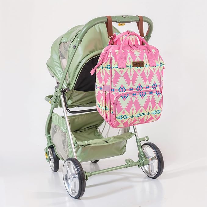 Montana West Wrangler Callie Diaper Bag Backpack with Stroller Straps Western Pattern Multifunction Baby Travel Bag WG2204-91102PK