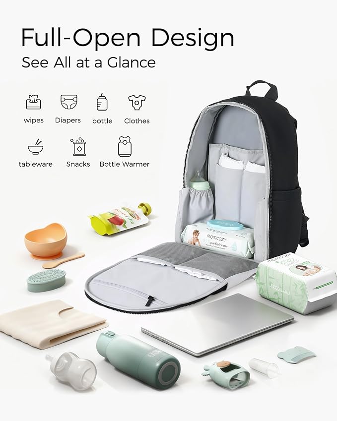 Momcozy Urban Diaper Bag Backpack - Stylish, Durable & Waterproof Baby Bag with Multi-Pockets, Laptop Compartment, Changing Pad & Stroller Straps, Travel Baby Essentials for Moms,Dads,Work, Maternity