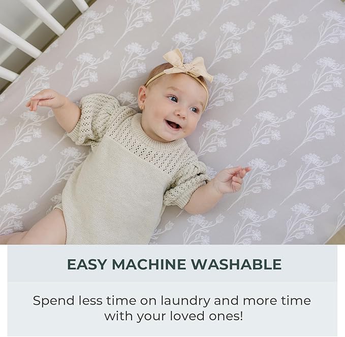 Pobibaby - 2 Pack PremiAum Fitted Baby Girl Crib Sheets for Standard Mattress - Ultra-Soft Jersey Knit, Safe and Snug, and Stylish Floral Crib Sheet (Wildflower)