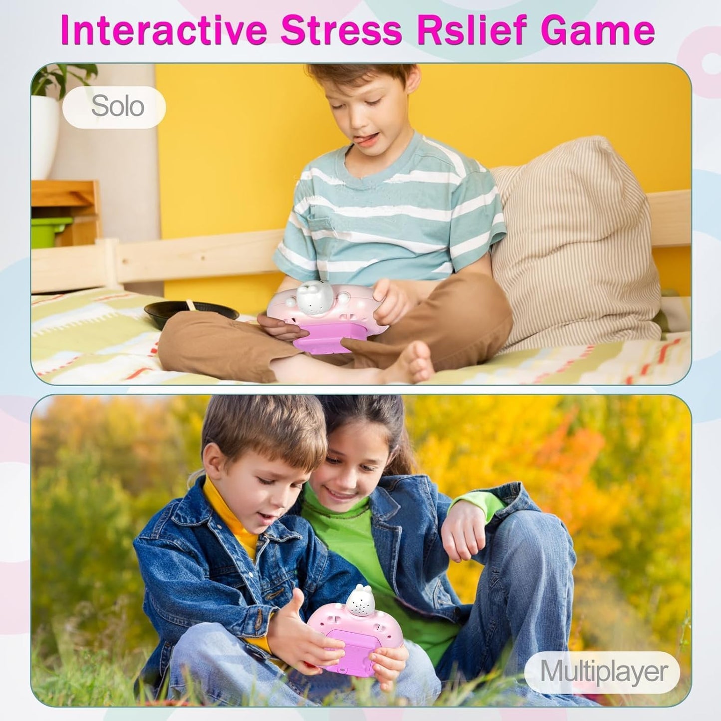 Fast Push Game Pop Fidget Toys for Kids, Handheld Puzzle Game Sensory Toys with LED Screen, Quick Push Light Up Game Gifts for 3-12 Year Old Girls Boys (Rabbit)